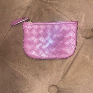 Purple leather key holder/ coin purse
